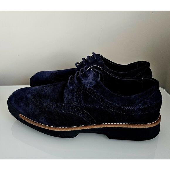 Arturo Calle Men’s Suede Leather Oxford Shoes Blue Wingtip Size US 9 EU 43 Casua